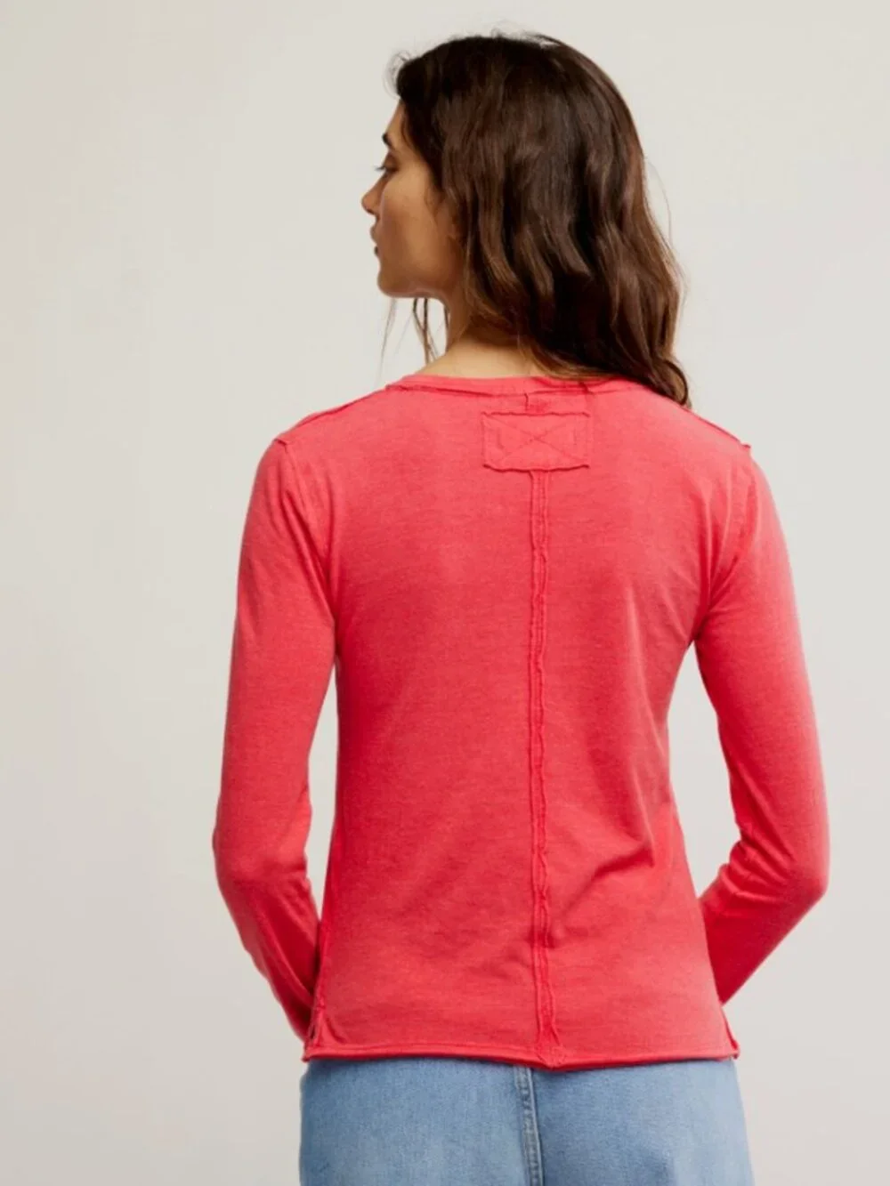 NWT Free People We The Free Nova Long Sleeve Tee in Rococco Red - Size Small
